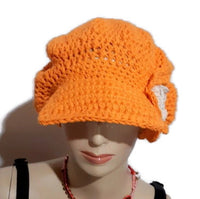 The carrot hat, handmade crochet cotton beanie with cap, woman size,