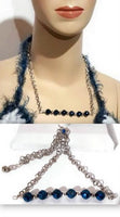 Bar necklace, choker necklace, blue glass beads, The cobalt blue bar necklace