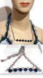 Bar necklace, choker necklace, blue glass beads, The cobalt blue bar necklace