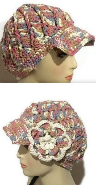 Crochet hat, cotton beanie, woman size, The garden of roses hat