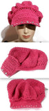 Handmade hat with sequins, crochet pink cotton beanie with bill,The hot pink hat
