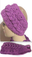 Crochet headband, purple cotton, handmade, woman size, The purple headband
