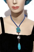 Drop turquoise stone pendant, blue paracord, the turquoise teardrop necklace