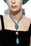 Drop turquoise stone pendant, blue paracord, the turquoise teardrop necklace