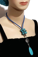 Drop turquoise stone pendant, blue paracord, the turquoise teardrop necklace