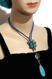 Drop turquoise stone pendant, blue paracord, the turquoise teardrop necklace