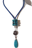Drop turquoise stone pendant, blue paracord, the turquoise teardrop necklace