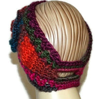 Green, purple, fuchsia ear warmer, crochet headband, woman size, THE LUSH ORCHID HEADBAND, must-have, holiday gift
