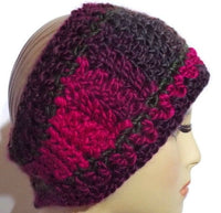 Green, purple, fuchsia ear warmer, crochet headband, woman size, THE LUSH ORCHID HEADBAND, must-have, holiday gift